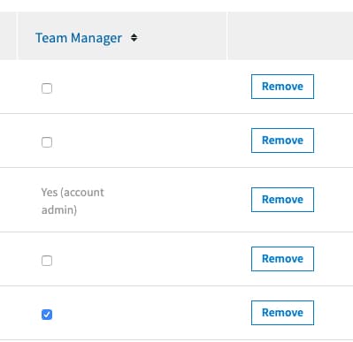 Select checkbox to assign manager