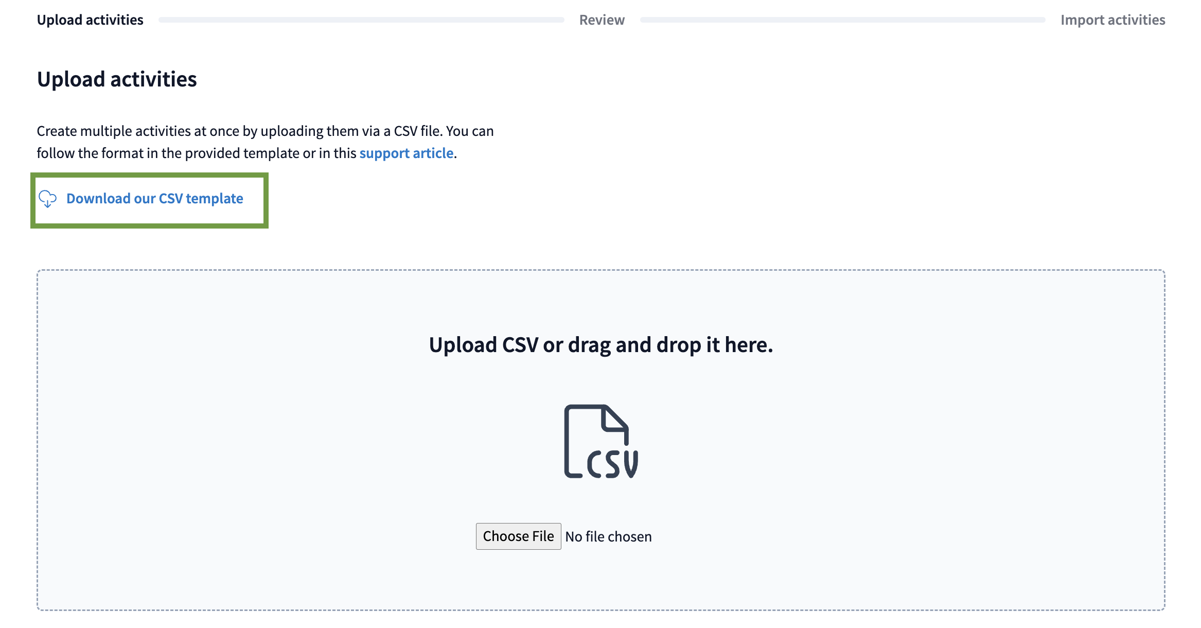 CSV Upload