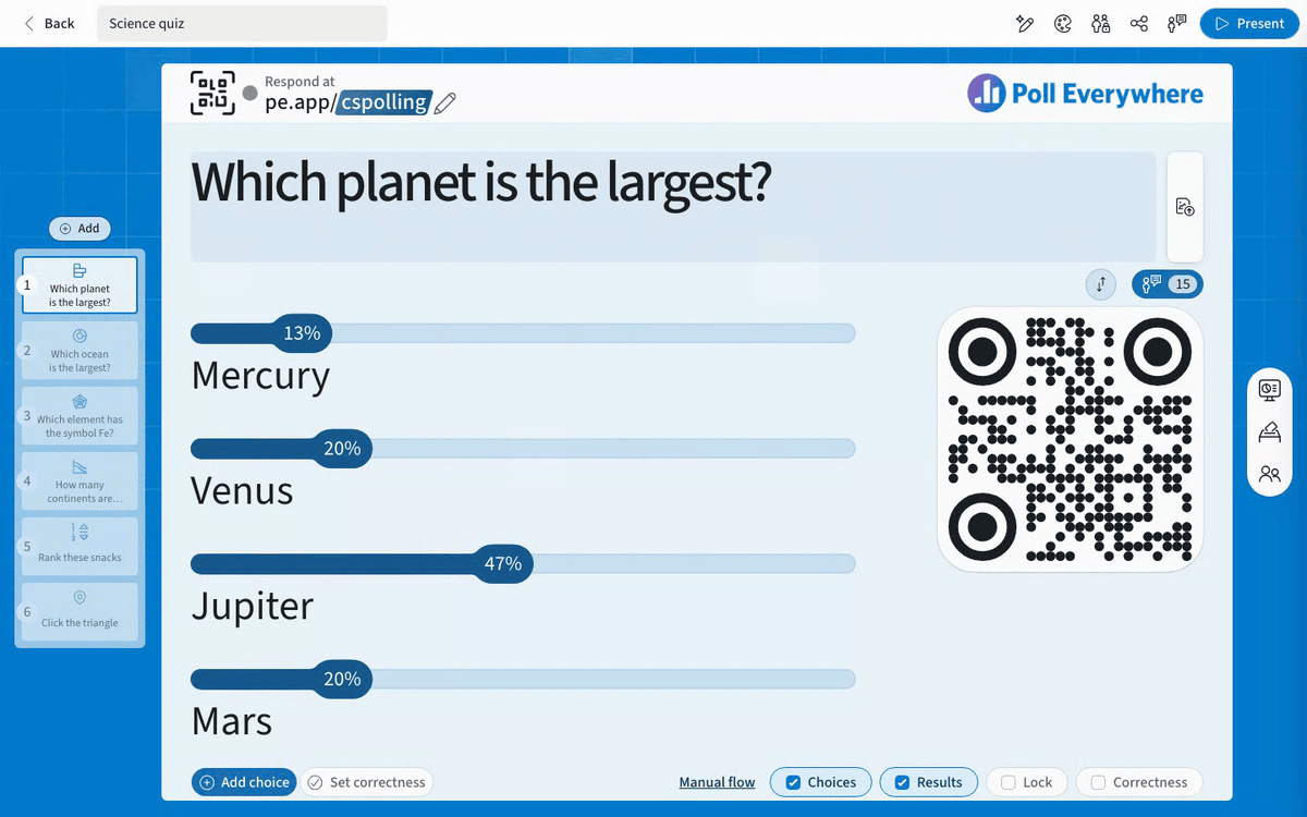 Setting correctness on a bar chart, then revealing the correct answer